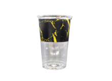 כוס פלסטיק גרניט 40 יח' - שחור זהב
